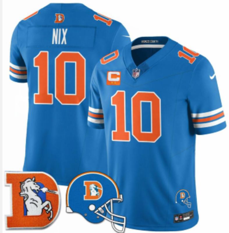 Men 2026 Denver Broncos #10 Nix blue 4th generations Throwback Nike Limited NFL Jersey 02-0